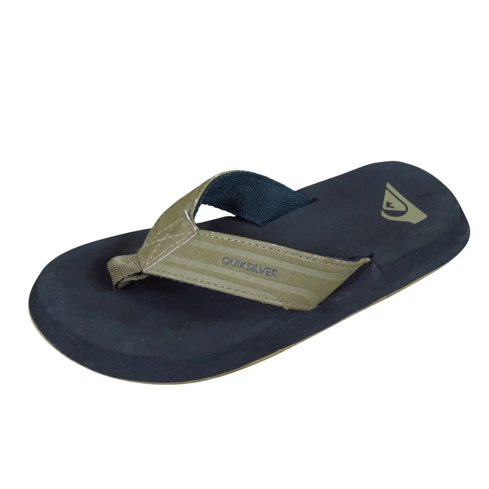 Quiksilver Molokai Kids Flip Flop Sandals Size 2 Beach Pool Green Black